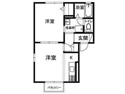 パレットハウスS館(2K/1階)の間取り写真