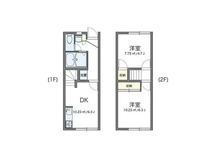 レオパレス優(2DK/1階)の間取り写真