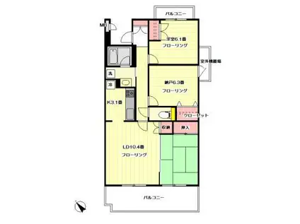 善福寺パークフラッツ(2LDK/2階)の間取り写真