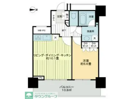 ライオンズタワー府中(1LDK/22階)の間取り写真