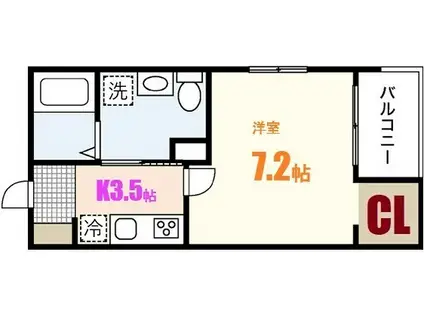 REVE上安(1K/2階)の間取り写真