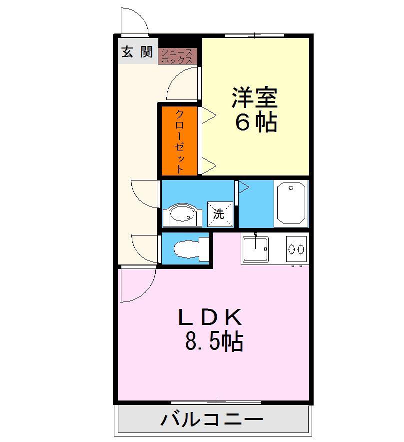 グランドステージ城南(1LDK/4階)の間取り写真