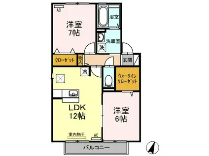 プラザ・エミネンス B棟(2LDK/1階)の間取り写真