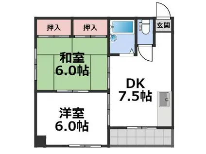 ハイツニューコスモ(2DK/2階)の間取り写真