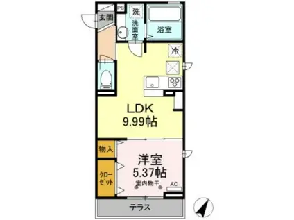 PRIMAVERA旧D-ROOM秋津町(1LDK/1階)の間取り写真