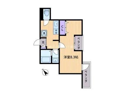 CUARTO初台(1K/3階)の間取り写真