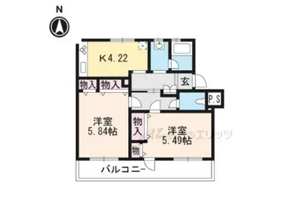 高槻野村マンション(2K/2階)の間取り写真