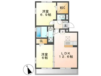 プレジール(2LDK/1階)の間取り写真