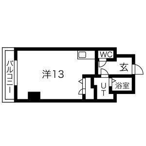 ルレーブ八軒(ワンルーム/9階)の間取り写真