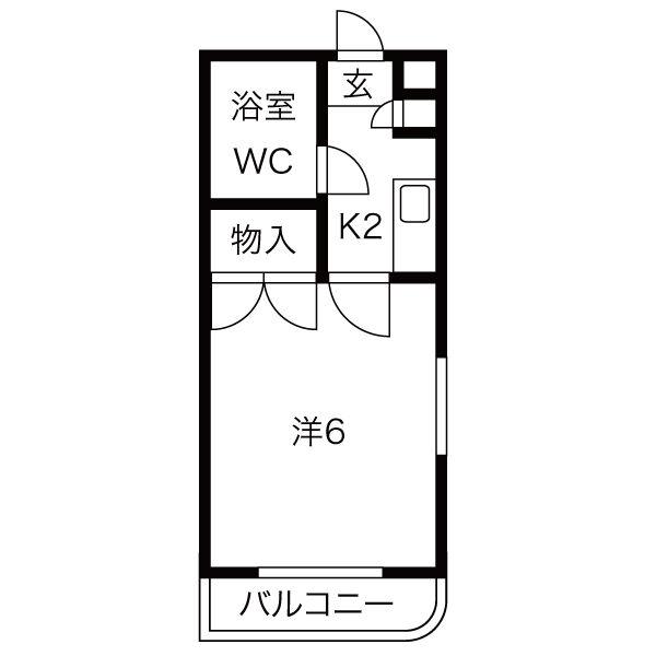プリンセス八事(1K/2階)の間取り写真