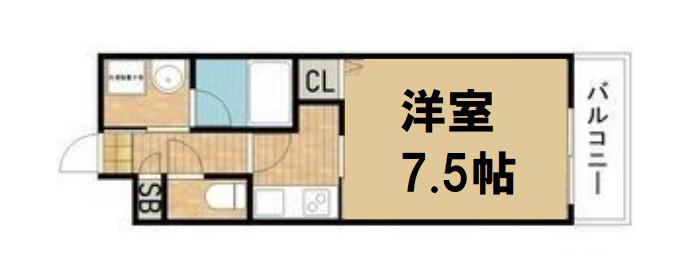 グランシス難波西(1K/8階)の間取り写真