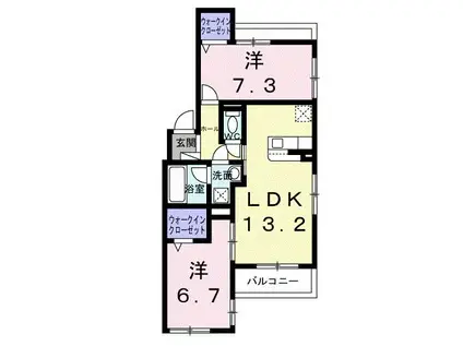 CERNE西宮(2LDK/2階)の間取り写真