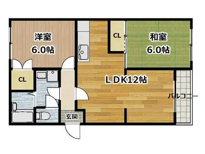 インターステップ(2LDK/1階)の間取り写真