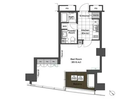 スカイハウス浜離宮(1K/16階)の間取り写真