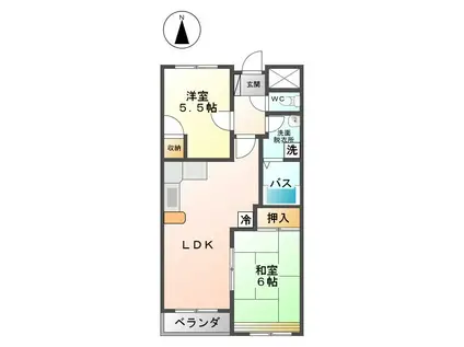 メゾン21住吉A(2LDK/1階)の間取り写真