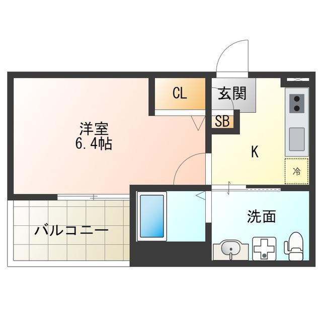 フルール(1K/2階)の間取り写真
