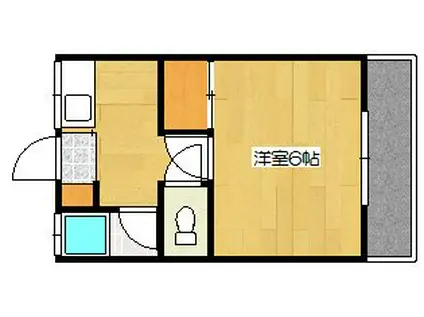 フローラ国分A(1K/2階)の間取り写真