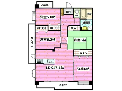 レジデンスソフィア(4LDK/3階)の間取り写真