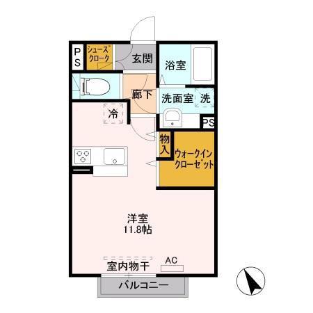 セントラルM(ワンルーム/2階)の間取り写真
