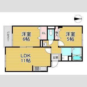 ビューラー藤木(2LDK/1階)の間取り写真