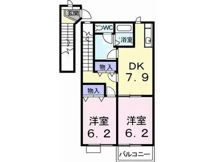 4BEATスクエア TAKE3(2DK/2階)の間取り写真