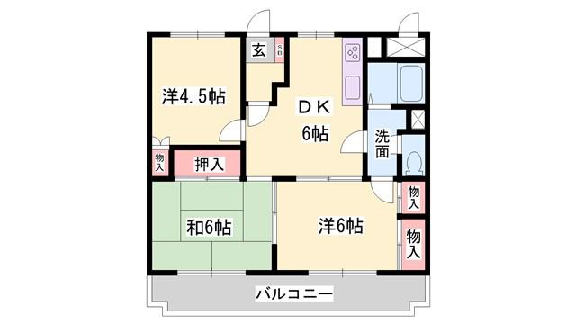 サンファミール西庄(3DK/2階)の間取り写真