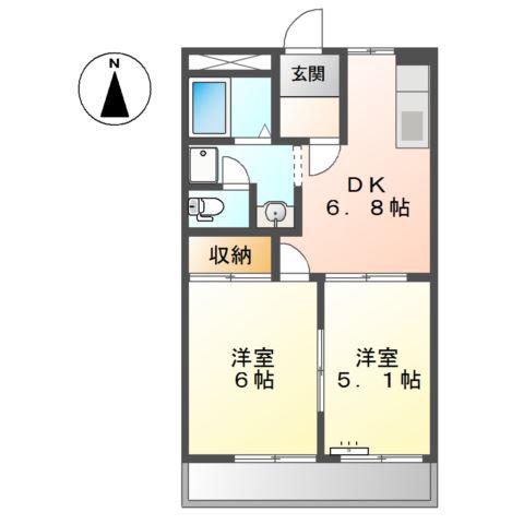 エポックハウス西桜木(2DK/2階)の間取り写真