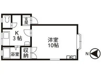 マーセルミュゼ(1K/1階)の間取り写真
