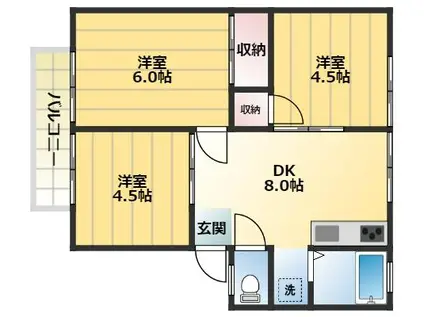 セジュールホンダA棟(3DK/2階)の間取り写真