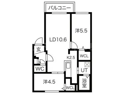 ブランシャールASABU MIDTOWN(2LDK/3階)の間取り写真