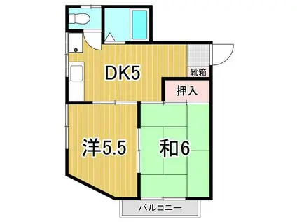 ブルーウッド保塚8(2DK/2階)の間取り写真