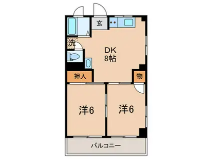 パ-ルハイム嶺(2DK/2階)の間取り写真