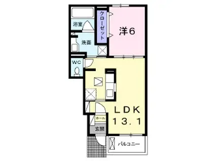 フォックステリア(1LDK/1階)の間取り写真