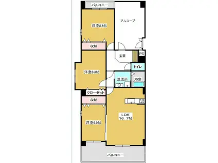 ニューラフィーネ(3LDK/3階)の間取り写真