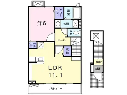 フランシーズコートD(1LDK/2階)の間取り写真
