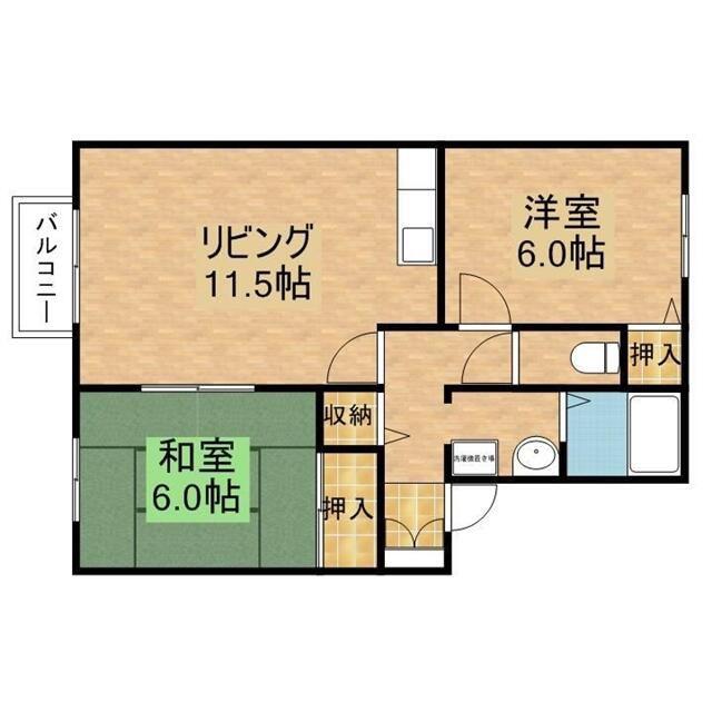 グレイス田の浦(2LDK/2階)の間取り写真