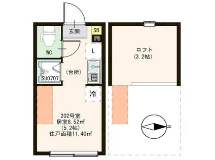 ハーモニーテラス東新小岩(ワンルーム/2階)の間取り写真