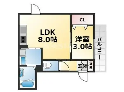 御船D-ROOM(1LDK/3階)の間取り写真