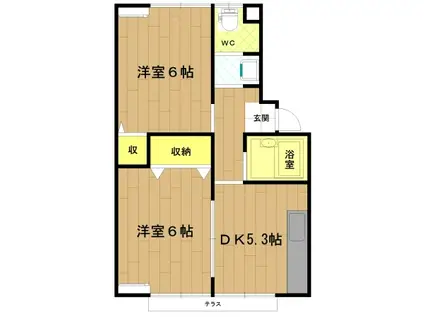 コーポ宮前(2DK/1階)の間取り写真