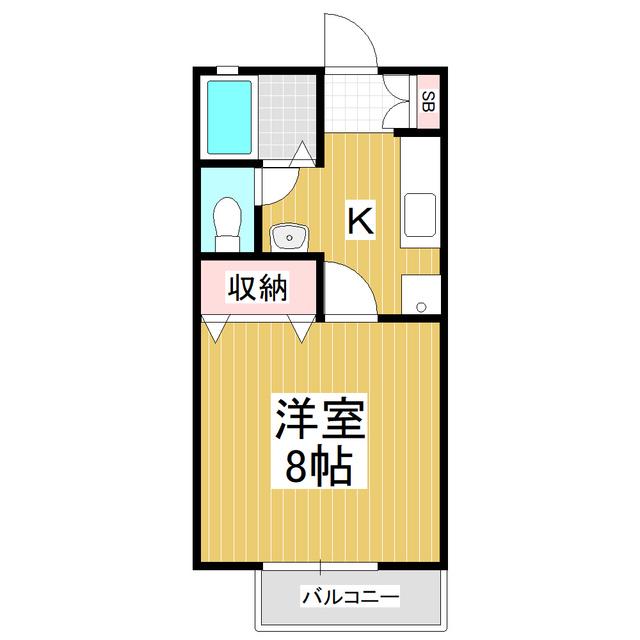 ボヌール ニシ(1K/2階)の間取り写真