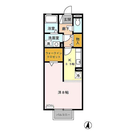 ラ フォーレ幸心A(ワンルーム/2階)の間取り写真