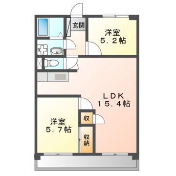 SUN HEIGHTS(2LDK/5階)の間取り写真