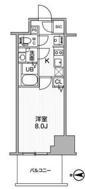 TOPAZ江坂(1K/8階)の間取り写真