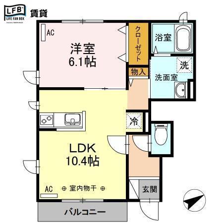 M`SCOURTYAYOI(1LDK/1階)の間取り写真