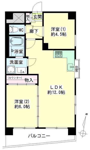 アビタシオンルミエール(2LDK/2階)の間取り写真