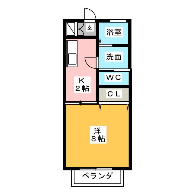 ウイル二番館(1K/2階)の間取り写真