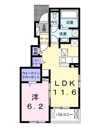 RISE LIGHT(1LDK/1階)の間取り写真
