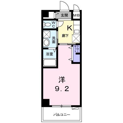 龍翔鳳舞(1K/4階)の間取り写真