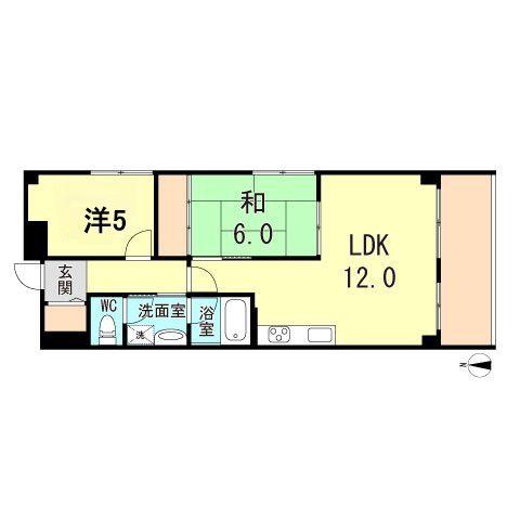 ナガイビルレジデンス芦屋西(2LDK/4階)の間取り写真
