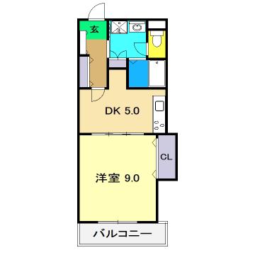 JR土讃線 高知駅 徒歩6分 3階建 築23年(1DK/3階)の間取り写真